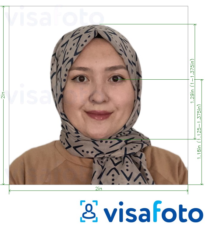 ตัวอย่างภาพถ่ายสำหรับ Afghanistan visa 2x2 inch (จาก USA) ด้วยข้อกำหนดเกี่ยวกับขนาดที่แน่นอน