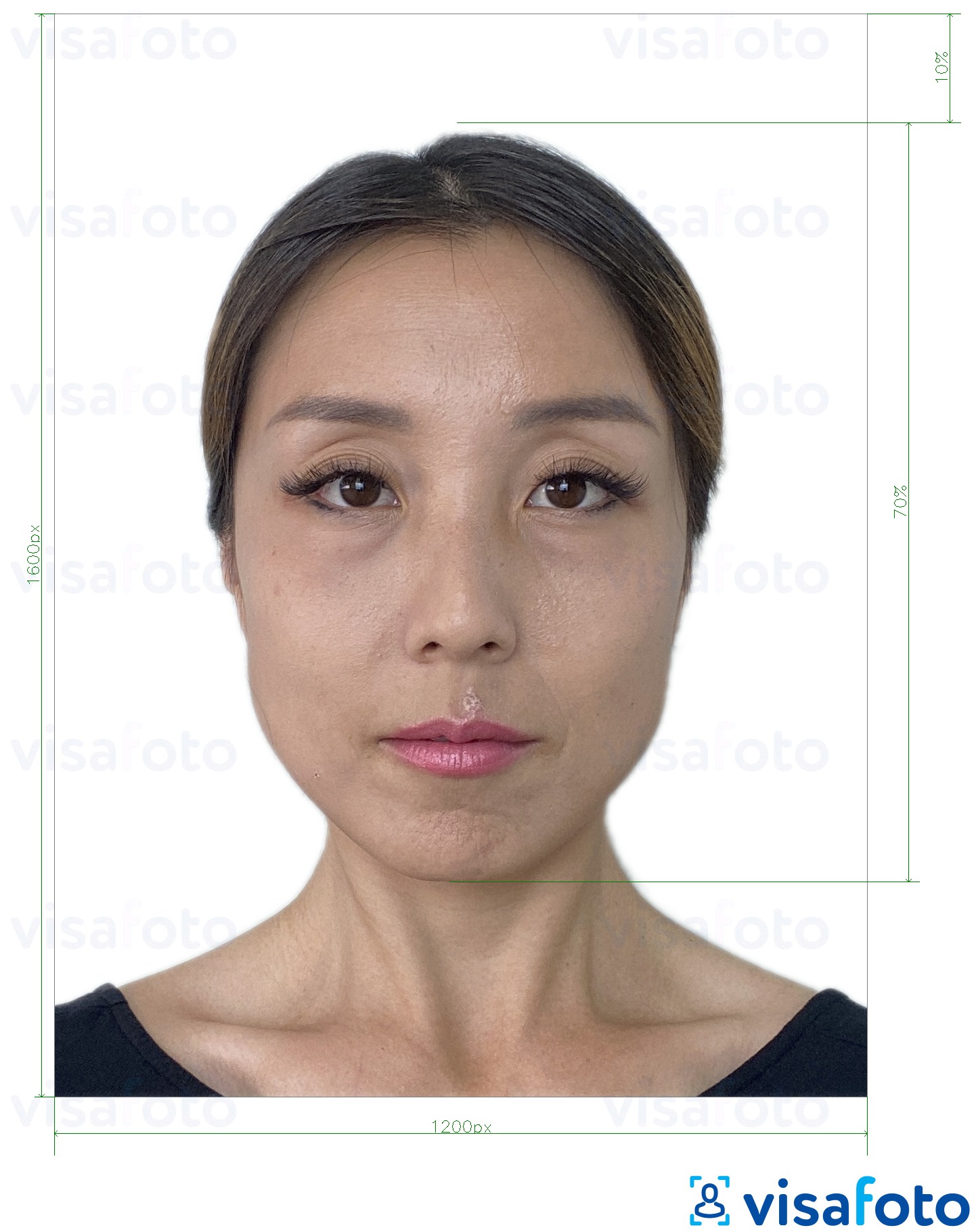 ตัวอย่างภาพถ่ายสำหรับ ฮ่องกง e-visa ออนไลน์ 1200x1600 พิกเซล ด้วยข้อกำหนดเกี่ยวกับขนาดที่แน่นอน