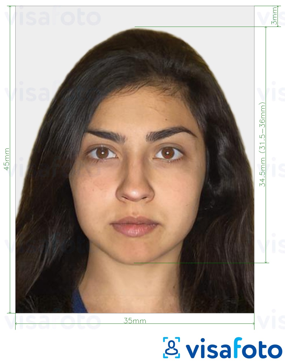 ตัวอย่างภาพถ่ายสำหรับ ซามัว passport 45x35 มม. (4.5x3.5 ซม.) ด้วยข้อกำหนดเกี่ยวกับขนาดที่แน่นอน