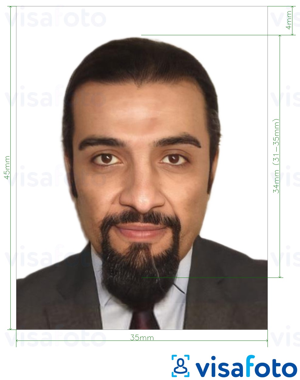 ตัวอย่างภาพถ่ายสำหรับ บัตรประจำตัวประชาชน UAE ออนไลน์ 35x45 มม ด้วยข้อกำหนดเกี่ยวกับขนาดที่แน่นอน