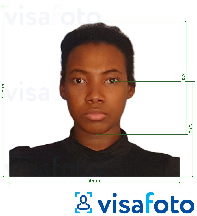 ตัวอย่างภาพถ่ายสำหรับ บาร์เบโดส Passport 5x5 ซม ด้วยข้อกำหนดเกี่ยวกับขนาดที่แน่นอน