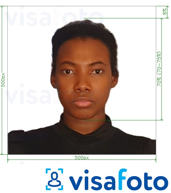 ตัวอย่างภาพถ่ายสำหรับ เคนยา e-visa ออนไลน์ 500x500 พิกเซล ด้วยข้อกำหนดเกี่ยวกับขนาดที่แน่นอน