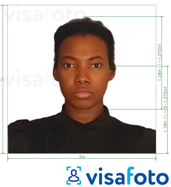 ตัวอย่างภาพถ่ายสำหรับ เลโซโท e-visa 2x2 นิ้ว ด้วยข้อกำหนดเกี่ยวกับขนาดที่แน่นอน