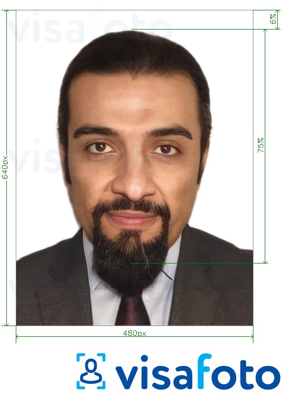 ตัวอย่างภาพถ่ายสำหรับ บัตรประจำตัวประชาชนซาอุดีอาระเบีย Absher 640x480 pixel ด้วยข้อกำหนดเกี่ยวกับขนาดที่แน่นอน